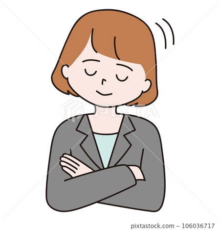 穿著西裝、雙臂交叉點頭的女人 106036717
