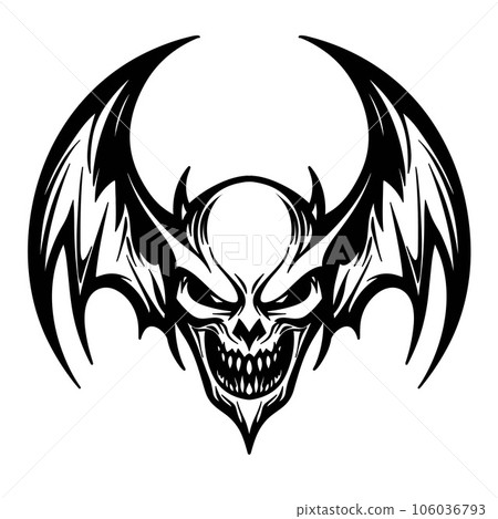 A winged skull with wings in a vintage style of illustration A winged skull with wings in a vintage style of illustration 106036793