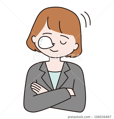 雙臂交叉西裝打盹鼻子燈籠女人 雙臂交叉西裝打盹鼻子燈籠女人 106036867