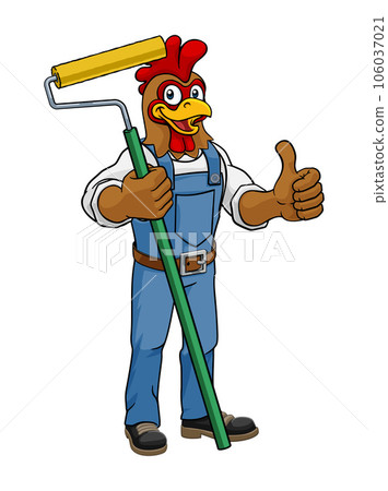 Rooster Painter Decorator Paint Roller Mascot 106037021