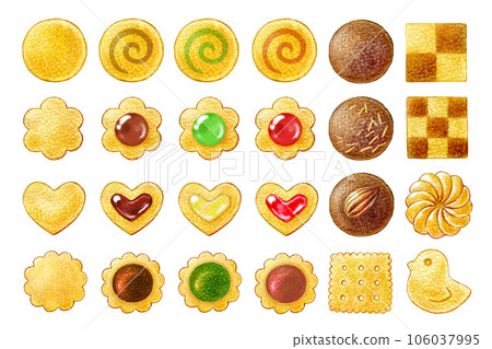 多種餅乾的彩色鉛筆繪圖插圖集 多種餅乾的彩色鉛筆繪圖插圖集 106037995