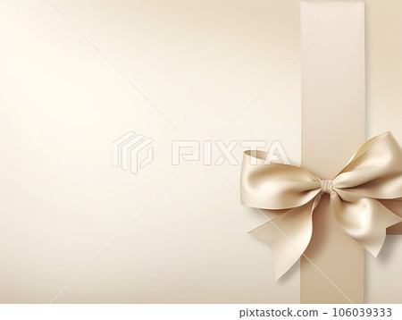 Holiday beige background with gift, red satin bow, ribbon with Copy space Holiday beige background with gift, red satin bow, ribbon with Copy space 106039333