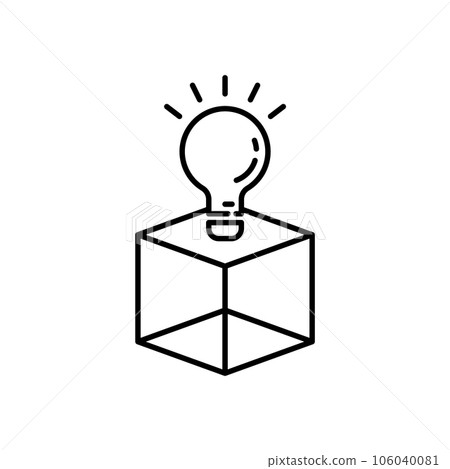 Vector lightbulb creative box idea. Bulb startup studio box logo illustration concept. Vector lightbulb creative box idea. Bulb startup studio box logo illustration concept. 106040081