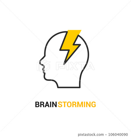 Brainstorm vector icon idea. Brain storm lighting power creative concept, mind illustration Brainstorm vector icon idea. Brain storm lighting power creative concept, mind illustration 106040090