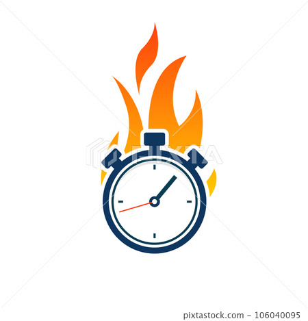 Clock flame speed time icon. Stopwatch countdown circle logo burn alarm deadline icon. Clock flame speed time icon. Stopwatch countdown circle logo burn alarm deadline icon. 106040095