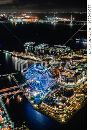 [Kanagawa Prefecture] Night view of Yokohama Minato Mirai seen from Landmark Tower 106041053