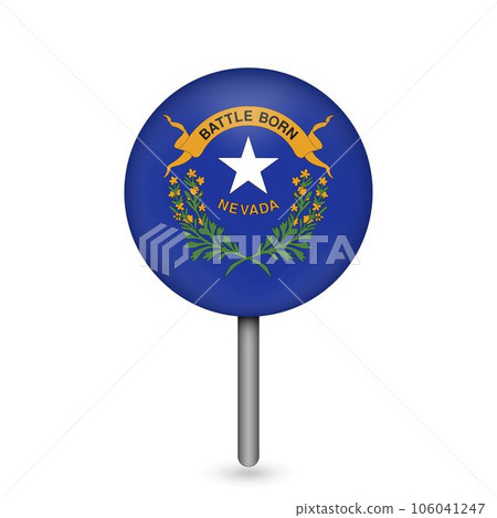 Map pointer with flag of Nevada. Vector illustration. Map pointer with flag of Nevada. Vector illustration. 106041247