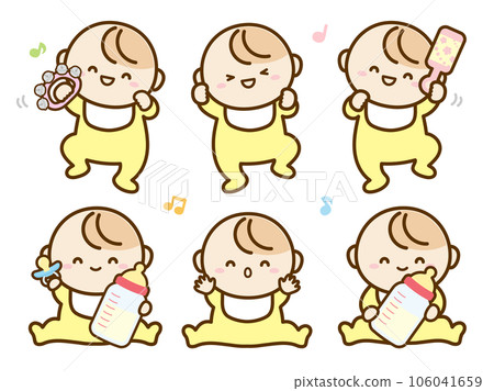 Illustration set of gestures that make cute babies happy Illustration set of gestures that make cute babies happy 106041659