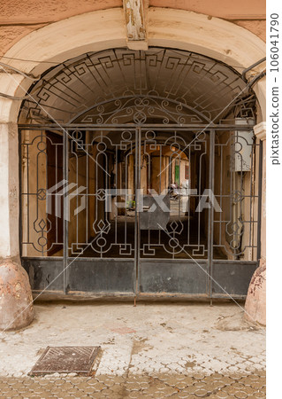 An old gate with a corridor leading to the courtyard of the house An old gate with a corridor leading to the courtyard of the house 106041790