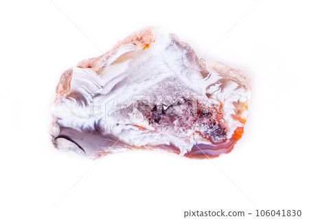 Macro mineral stone agate bud on white background 106041830