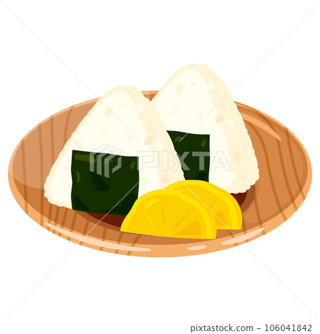 盤子裡的 Takuan 和飯糰 106041842