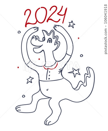 Chinese New Year 2024. Year of Dragon. Vector doodle illustration. 106041918
