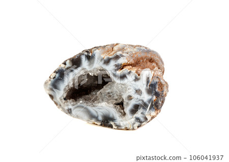 Macro mineral stone agate kidney gerbera on white background 106041937
