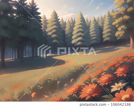 Scenery with flowers 106042186