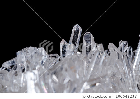 Macro Mineral Stone Rhinestone in Crystals on a Black Background 106042238