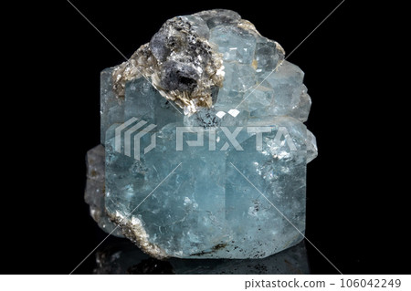 Macro mineral stone Aquamarine on a black background Macro mineral stone Aquamarine on a black background 106042249