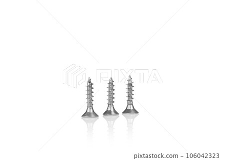 macro screw of silver color on a white background macro screw of silver color on a white background 106042323
