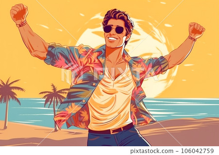 Man enjoying the beach Man enjoying the beach 106042759