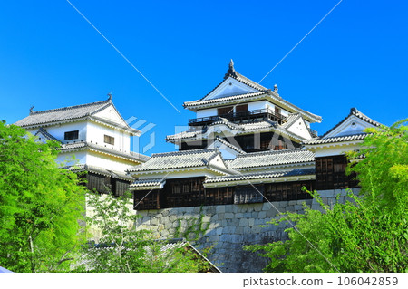 [Ehime Prefecture] Matsuyama Castle in sunny weather (large and small keep) 106042859