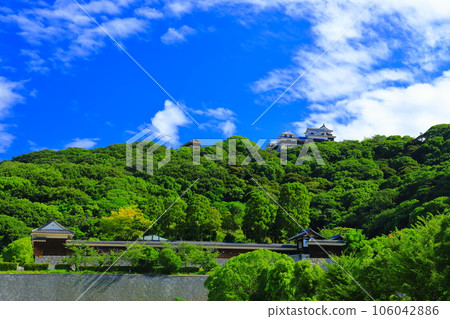[愛媛縣]從城山公園看到的松山城（二之丸歷史庭園和天守閣） 106042886
