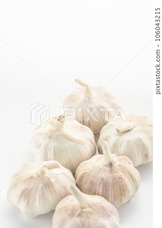 garlic placed on a white background. 106043215
