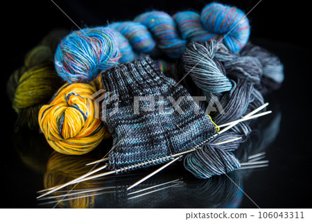 Colored threads, knitting needles and other items for hand knitting Colored threads, knitting needles and other items for hand knitting 106043311