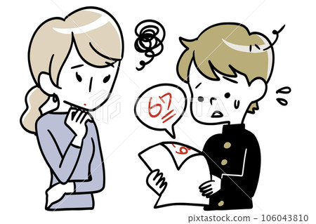 Boys junior high school students and mothers with bad test scores 106043810