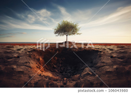 Solitary Sapling Embracing Nature's Beauty 106043980