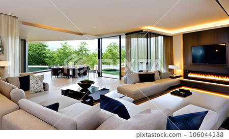 Interior AI-generated image with a modern and luxurious sofa 106044188