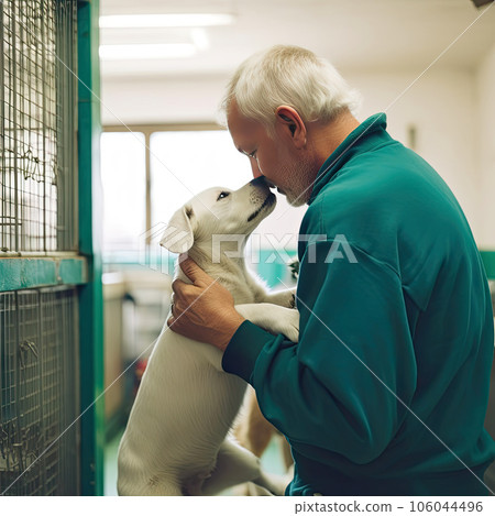 Middle Aged Volunteer at the Shelter Middle Aged Volunteer at the Shelter 106044496
