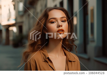 Humanoid Model with Volume Brown Hair 106044528