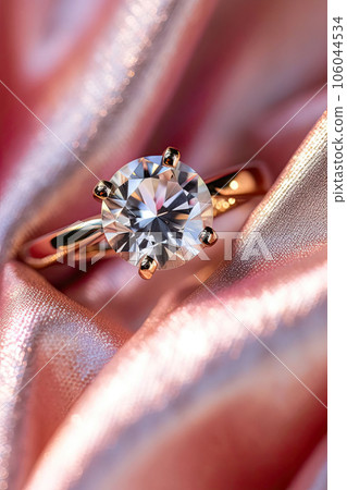 Luxurious Diamond Ring in Sunlit Setting 106044534