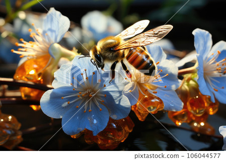 Whimsical Bee Among Azure Blooms 106044577