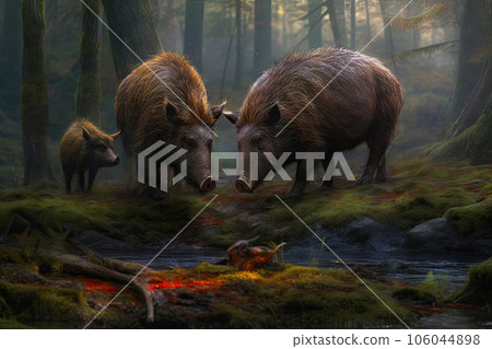 Majestic Wild Boars in Their Habitat Majestic Wild Boars in Their Habitat 106044898