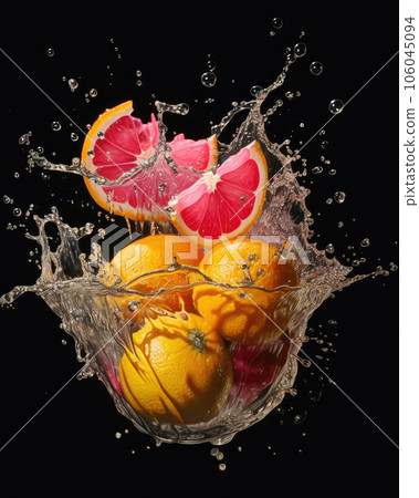 Colorful Fruit Juice Wave on Black Canvas Colorful Fruit Juice Wave on Black Canvas 106045094