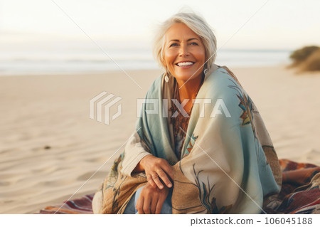 Blonde Woman Joking Around at the Beach Blonde Woman Joking Around at the Beach 106045188
