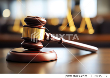 Close-up View of Wooden Judge's Mallet 106045197