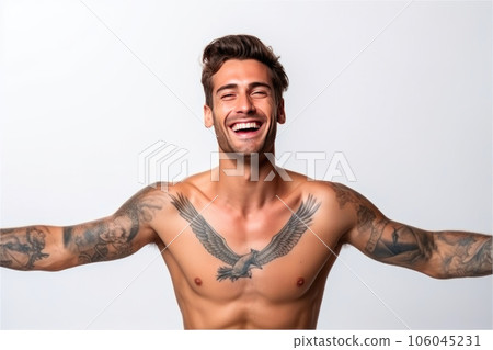 Joyful Tattooed Gentleman on White Joyful Tattooed Gentleman on White 106045231