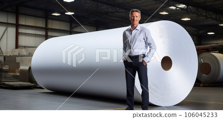 White-Shirted Gentleman Amidst Warehouse Serenity White-Shirted Gentleman Amidst Warehouse Serenity 106045233