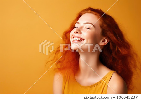 Gleeful Red-haired Lady Exuding Happiness Gleeful Red-haired Lady Exuding Happiness 106045237