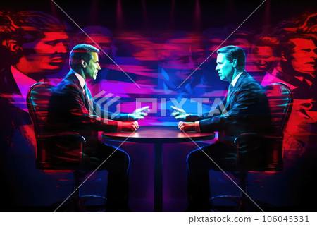 Vibrant Neon Politics: Presidential Election Night Vibrant Neon Politics: Presidential Election Night 106045331