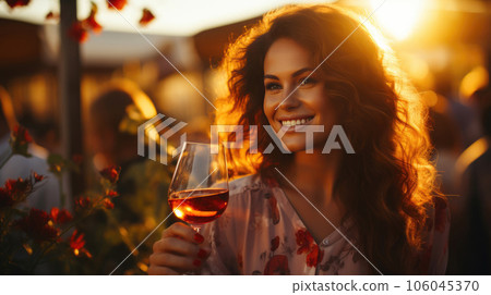 Outdoor VIP Lounge Filled with Radiant Wine Lovers Outdoor VIP Lounge Filled with Radiant Wine Lovers 106045370