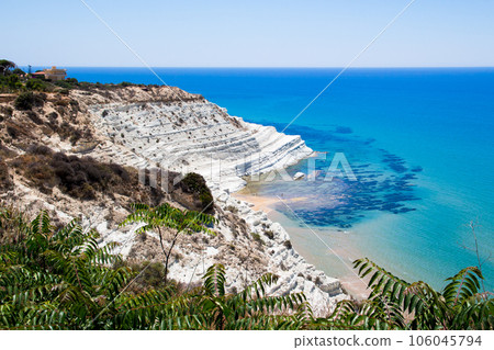 The Scala dei Turchi, a rocky cliff on the southern coast of  Sicily, Italy. 106045794
