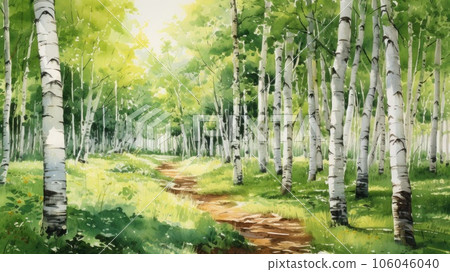 白樺林水彩畫_5 AI生成 白樺林水彩畫_5 AI生成 106046040