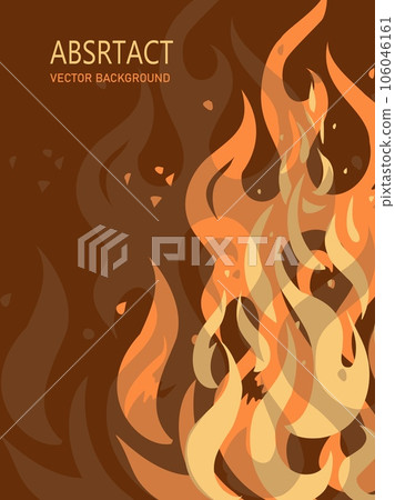 Fire burn banner. Red or orange combustion. Silhouette flames with sparks. Bonfire or danger wildfire. Blazing light. Campfire ignition. Inflammation safety. Abstract vector background 106046161