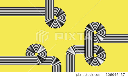 Intertwined stripes pattern. Yellow background. 70s style stripes background. Intertwined stripes pattern. Yellow background. 70s style stripes background. 106046437