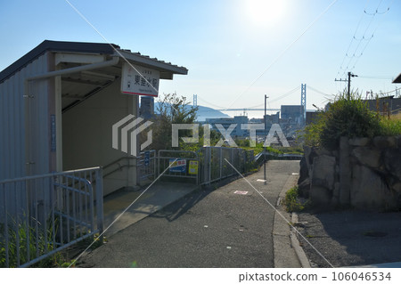Scenery of the Suma/Shioya area on a sunny day The sea and the railway Scenery of the Suma/Shioya area on a sunny day The sea and the railway 106046534