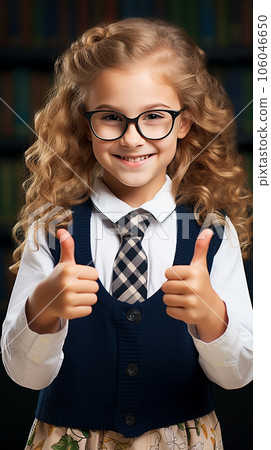 cheerful teen girl in school uniform carry backpack, school fashion cheerful teen girl in school uniform carry backpack, school fashion 106046650