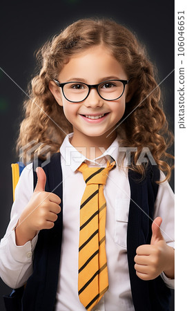 cheerful teen girl in school uniform carry backpack, school fashion cheerful teen girl in school uniform carry backpack, school fashion 106046651