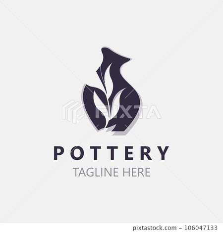 Pottery logo design handmade, creative traditional mug craft sign concept inspiration nature workshop 106047133